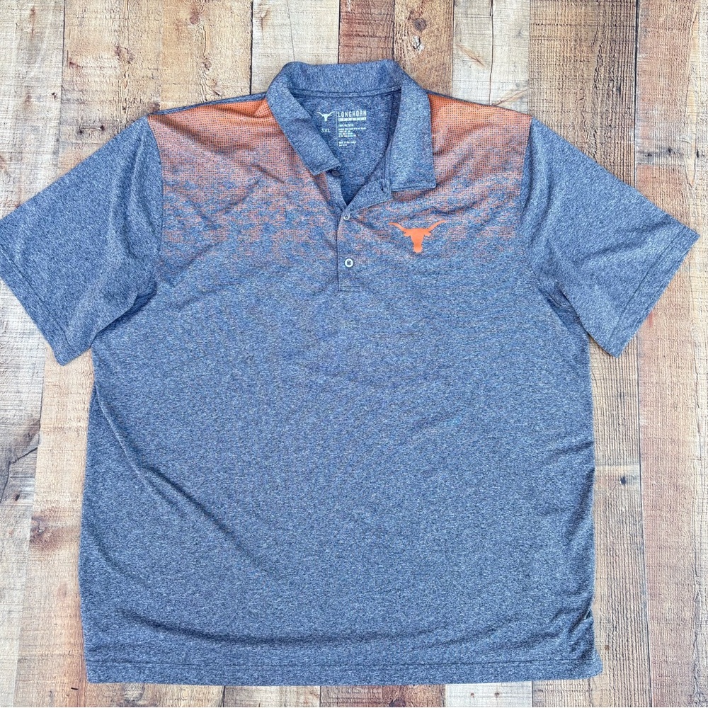 Men's Gray and Orange Longhorn Apparel Polo Shirt